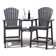 FOOWIN Tall Adirondack Chairs Set of 2, HDPE Weather Resistant Outdoor Barstools with Double Connecting Tray, Gray, FOOWIN-GJY-WE
