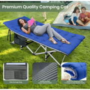GVDV Folding Camping Cot with 2-Sided Comfortable Mattress, Twin-Layer Oxford Cloth Folding Bed, Portable Sleeping Cot for Camping, Office, Nap, Beach Travel