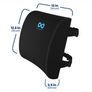 Everlasting Comfort Lumbar Support Pillow, High-Density Memory Foam, Ergonomic Contoured Design, Black, Adjustable Straps