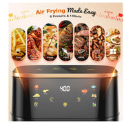 Suodoka Air Fryer 10 Qt Max 450F for Cooking, 6 Presets Fry Touch Panel Easy View Window, New Black