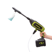 Sun Joe 24V Cordless Portable Power Cleaner Pressure Washer, 320 PSI, 0.55 GPM, 5-in-1 Nozzle, Green, 24V-PP350-CT