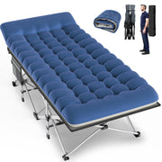 GVDV Folding XXL Camping Cot with Two-Sided Comfort Mattress, Extra Wide 78 x 32 in Portable Folding Bed for Adults, Black