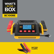 EverStart BC100BE Car Battery Charger, 100 Amp Automatic, Compatible with 12V AGM, GEL, WET, LiFePO4 Batteries, LCD Display