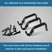 H.VERSAILTEX Adjustable Single Black Stainless Steel Curtain Rod with Ball Cage Finials, 48-84 in