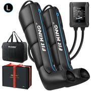 FIT KING Professional Air Compression Leg Recovery System, Rechargeable Full Leg Massage Boots, Blue, Large, Recovery Pro Large
