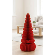 Holiday Time Honeycomb Paper Tree Christmas Decoration, Red, 35 in