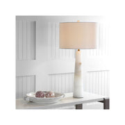 Safavieh TBL4067A Delilah 30-in White LED Rotary Socket Table Lamp with Fabric Shade
