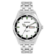 Armitron 20/5542WTSVWM Men's Silver Tone Round White Dial Casual Watch