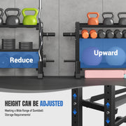 COFUNOK Dumbbell Rack, 3-Tier Adjustable Heavy-Duty Weight Stand, 1100LB Capacity, Black