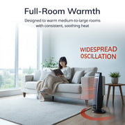 Lasko Digital Ceramic Tower Space Heater, 1500W, Black, 29 in, Remote Control, Adjustable Thermostat, Oscillation, Timer CT30754