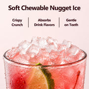 Qunler Countertop Nugget Ice Maker Machine, 33lb Daily Capacity, Soft Chewable Pebble Crushed Ice, Portable Stainless Steel HZB-15NB