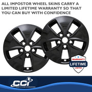 Coast2Coast 16 Inch Automotive Wheel Cover, 5 Flared Spokes, Snap-On, Gloss Black, ABS Plastic, Set of 4, IWCIMP400BLK