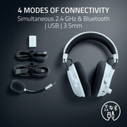 Razer BlackShark V3 Pro Wireless ANC PC Gaming Headset, Detachable Mic, 50mm TriForce Bio-Cellulose Drivers, 70 Hr Battery, Multi-Mode Connectivity, White