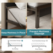 Bestier Queen Size Platform Bed Frame with Storage Headboard, LED RGB Lights, USB Charging Station, Metal, Black