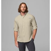 Columbia Men's Plus Tamiami II Long Sleeve Fishing Shirt, UPF 40 Sun Protection, Fossil, 4X Tall, FT7253