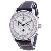 Zeppelin 100 Jahre Quartz Men's Watch, Chronograph, Alarm, White Dial, Stainless Steel Case, Leather Strap, 42mm, 86803