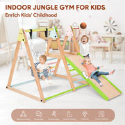 EVMORE EV001 7-in-1 Toddlers Triangle Climbing Toys Set with 2 Swings, Colorful