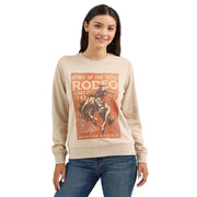 Wrangler Women's Spirit Of The Rodeo Sweatshirt, Cement, Regular Fit, Crewneck, Long Sleeve, 112365763