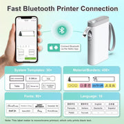 Nelko P21 Bluetooth Label Printer with 14x40mm 100pcs Roll, White