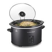 Hamilton Beach Easy Serve 5 Qt Programmable Slow Cooker, Black, Stoneware Crock with Removable Pot, 33752