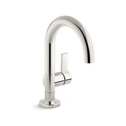 Kallista One 1.2 GPM Single Hole Bathroom Faucet with Pop-Up Drain Assembly, Nickel Silver, Single Handle