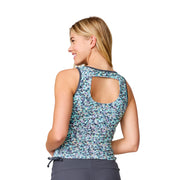 Free Country Women's Full Side Shirring Tankini Top, Aruba Seaside Petals Floral, UPF 50+ Sun Protection, Adjustable Ties, Quick-Drying, SRLSS5180