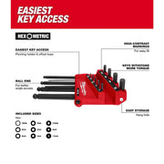 Milwaukee 48-22-2186 9-Key Ball End L-Key Set - Metric