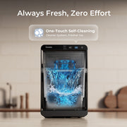 Goosiay Nugget Ice Maker Countertop, Portable Pebble Sonic Ice Machine, 44 lb Daily Capacity, Stainless Steel, Black, 20EN