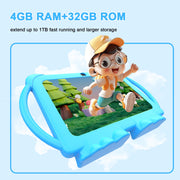 HDTABLET Kids Tablet, 7 Inch Android 14, 4GB RAM, 32GB Storage, 1TB Expandable, Parental Control, IPS Screen, Dual Camera, Shockproof Case, Pink