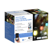 Feit Electric Outdoor LED String Lights, 24 Ft, 12 Frosted Color Changing Smart RGB Bulbs, Wet Location Rated, LVSL24-12/RGBW/AG