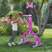 Delta Children Minnie Mouse 4-in-1 Sports Center Adjustable Basketball Hoop Soccer Hockey Net Golf Game Pink SP86612MN-1057