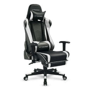 Gtracing Wmt-099sj-2-White PU Leather Office/Gaming Chair With Footrest & Adjustable Headrest, White