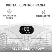 Holmes 9 Inch Digital Window Fan with Programmable Thermostat, Remote Control, Reversible Twin Blades, White, 14549