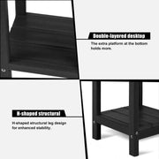 Nalone Adirondack Outdoor Side Table, Double Deck Storage, Black, 16.5 in