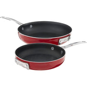 Gotham Steel Stackmaster 10 Pc Nonstick Ceramic Cookware Set, Red, Stackable Pots and Pans with Stay-Cool Stainless Steel Handles and Tempered Glass Lids, 7124