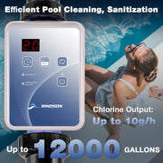 Rinoson Saltwater Chlorinator System for Above Ground Pools up to 9,000 Gallons, Titanium Cell, LED Control Panel