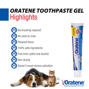 Pet King Brands Zymox Oratene Brushless Toothpaste Gel for Dogs and Cats, Clear, 2.5oz, 50250
