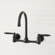 Signature Hardware 497557 Jessamy 1.75 GPM Wall-Mounted Widespread Bridge Kitchen Faucet, Matte Black