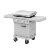 LOCO LCG2ST2C26 26 in. 2-Burner Digital Propane SmartTemp Flat Top Grill in Chalk Finish with Enclosed Cart and Hood