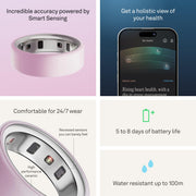 Oura Ring 4 Ceramic Smart Ring, Petal Color, Size 8, Titanium Durable Design