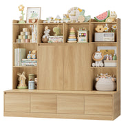 Homfa Kids Bookcase 10 Cubes, 4 Drawers, Adjustable Shelves, Natural Color, H-064112