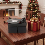 RetroAudio W05 Vinyl Record Player Bluetooth Turntable with External Speakers, Black