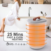 Lesom Electric Towel Warmer Bucket, 20L Capacity, Gray Wooden Lid, Fast 450W Heating, Fits 2 Large 40x70 Towels, TW-ST1912