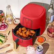 Beautiful 3 Quart Digital Air Fryer with TurboCrisp Technology, EverGood Ceramic Nonstick Coating, Digital Display, Tomato Red, 29024
