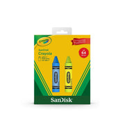 SanDisk Crayola USB-C Flash Drive, 64GB, 2 Pack, Cerulean Blue and Electric Lime, Mango Tango and Vivid Violet