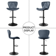 Hawsaiy Modern Adjustable Faux Leather Swivel Bar Stools with Back, Set of 2, Counter Height, Dark Blue
