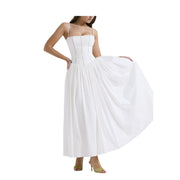 ZZZ Womens Floral Cami Dress, Slim Fit, Mid-Length High-Low Skirt, White