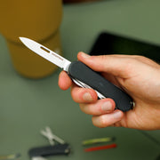 Swiss Tech Helfen 12-in-1 Multi Tool Knife with Stainless Steel Drop Point Blade, G10 Handle, Black, 6161