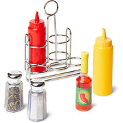 Melissa & Doug Condiments Set (6 pcs) - Play Food, Stainless Steel Caddy