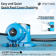 FOTING Q400206 1/3 HP Automatic Swimming Pool Cover Pump, 2250 GPH Submersible Water Pump